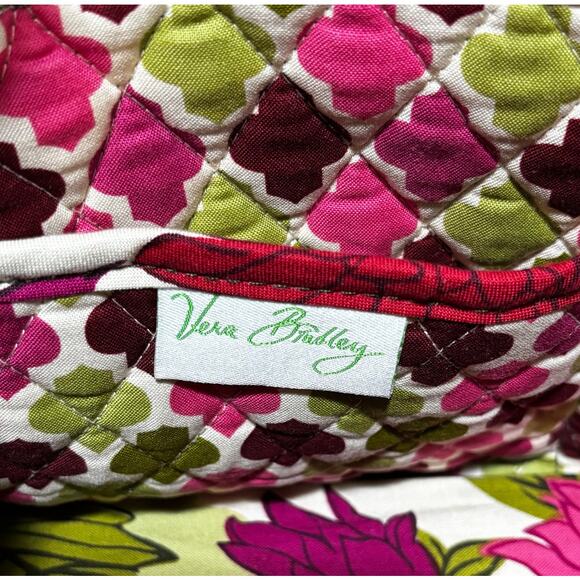 Vera Bradley Purse Quilted Cotton pink green floral double straps shoulder bag - Picture 9 of 10